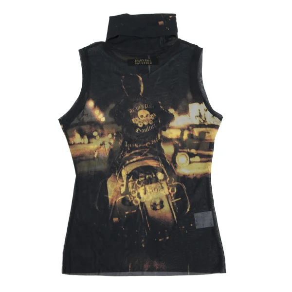Jean's Paul GAULTIER Biker Print Mesh Turtleneck Sleeveless Top K-161151_011