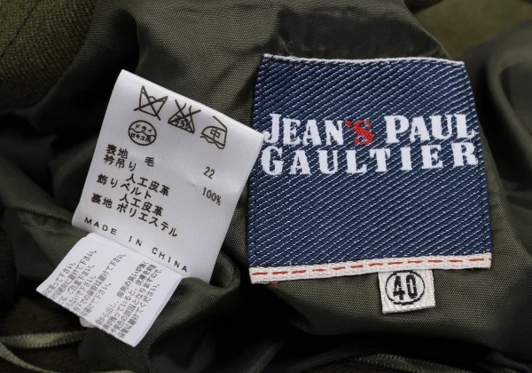 Jean's Paul GAULTIER Wool Belt Design Switching Shoulder Dress K-161153_018