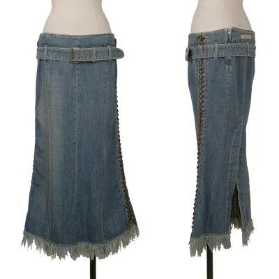 Jean's Paul GAULTIER Side Lace Up Belted Denim Skirt