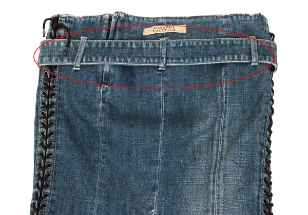 Jean's Paul GAULTIER Side Lace Up Belted Denim Skirt K-161154_010