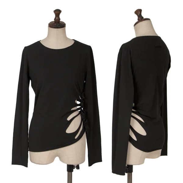 Jean Paul GAULTIER SOLEIL Side Cutting Corsage Design Stretch Top Black M K-161156_001