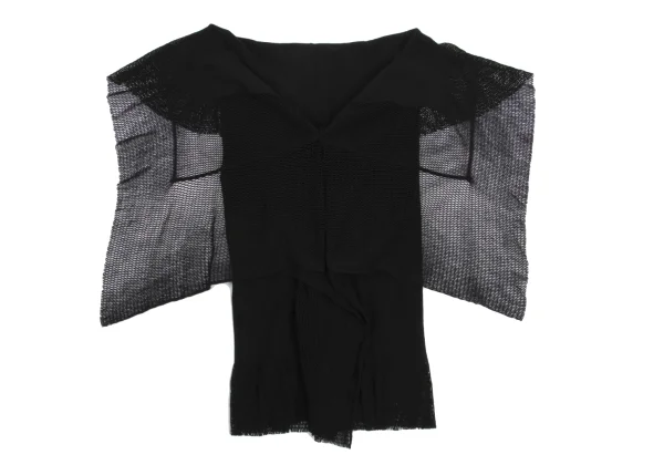 Unbranded Mesh Switching Front Frill Sleeveless Top K-161160_002