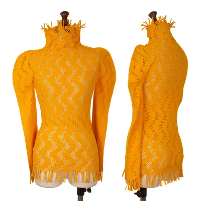 ISSEY MIYAKE A-POC INSIDE Zigzag Mesh Fringe Hight-neck Top