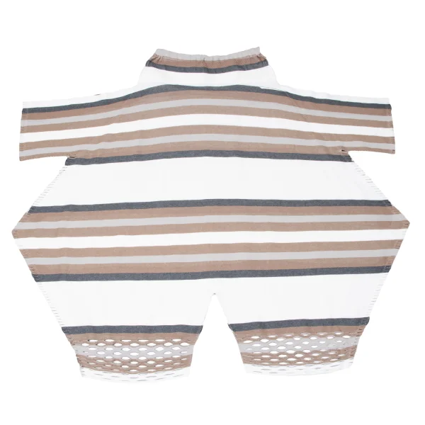 イッセイミヤケISSEY MIYAKE A-POC INSIDE メッシュカッティングボーダーパンツ 白茶他2 K-161167_002