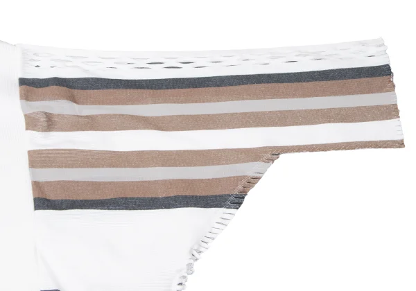 イッセイミヤケISSEY MIYAKE A-POC INSIDE メッシュカッティングボーダーセットアップ 白茶他2 K-161168_004