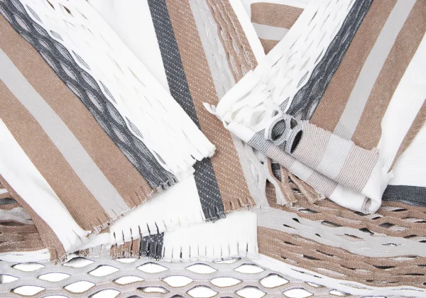 イッセイミヤケISSEY MIYAKE A-POC INSIDE メッシュカッティングボーダーセットアップ 白茶他2 K-161168_005