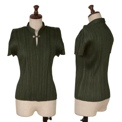 PLEATS PLEASE Fabric Printed Skipper Short Sleeve Shirt