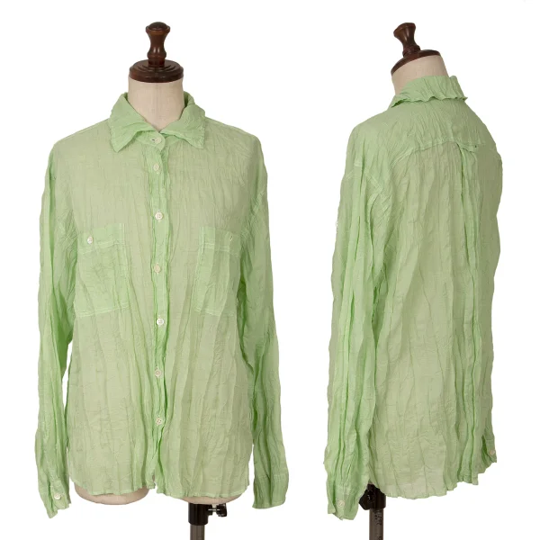 PLEATS PLEASE Wrinkled Pleated See-through Shirt Light Green 3 K-161172_001