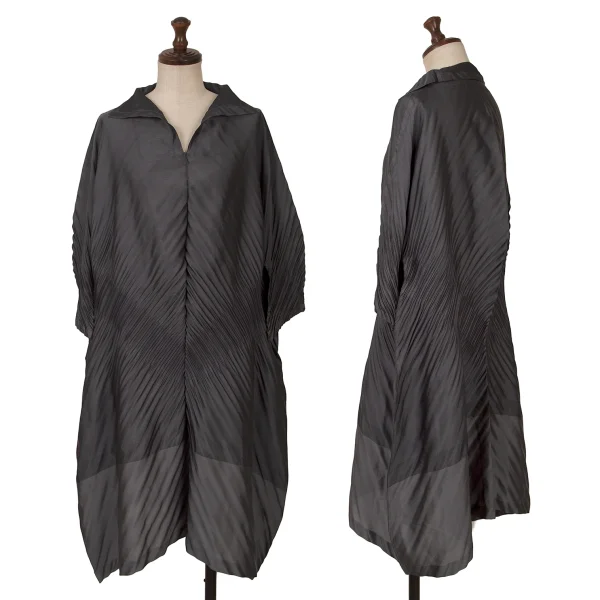PLEATS PLEASE Bias Pleated Switching Dress Charcoal 2 K-161178_001