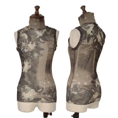 Jean Paul GAULTIER FEMME Floral Forest Printed Mesh Turtleneck Sleeveless