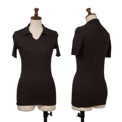 tricot COMME des GARCONS Ribbed Skipper Short Sleeve Polo Shirt