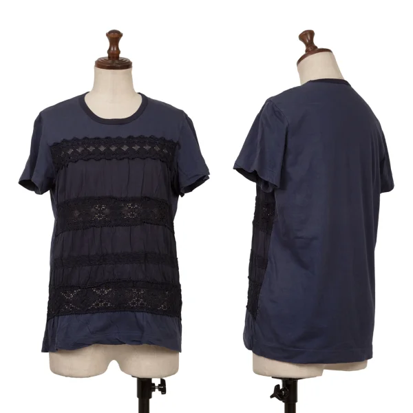 tricot COMME des GARCONS Dyed Front Lace Switching T-shirt Navy S K-161192_001
