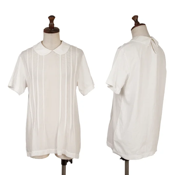 tricot COMME des GARCONS Pintuck Switching Round Collar T Shirt White XS-S K-161193_001