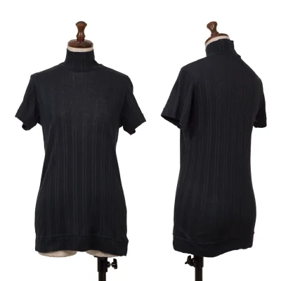 tricot COMME des GARCONS Striped Woven High Neck Short Sleeve T-shirt