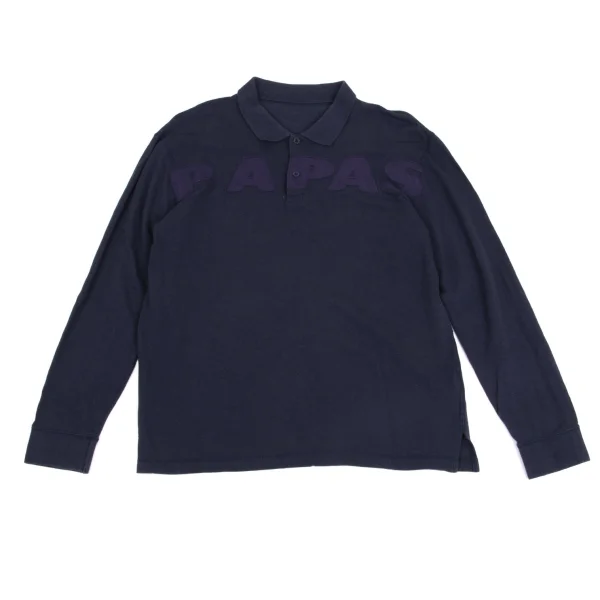 Papas Logo Patched Long Sleeve Polo Shirt Navy 48M K-161222_001