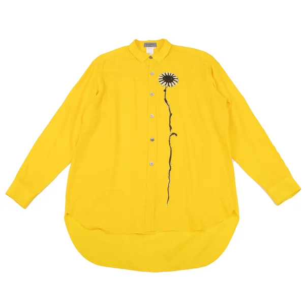 Yohji Yamamoto POUR HOMME Floral Printed Rayon Shirt Yellow M K-161224_001