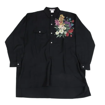 Yohji Yamamoto POUR HOMME Floral Print Wool Gaba Pullover Shirt
