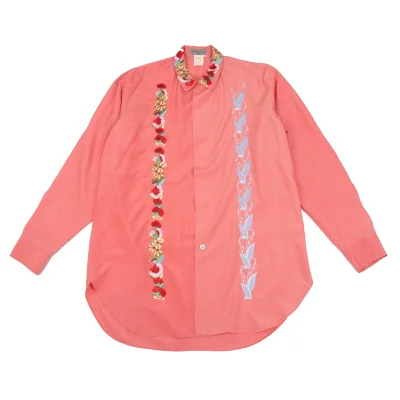 Yohji Yamamoto POUR HOMME Floral Embroidered Silk Shirt