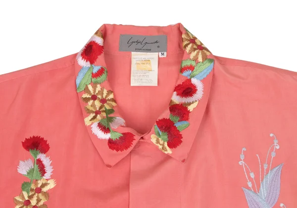Yohji Yamamoto POUR HOMME Floral Embroidered Silk Shirt K-161227_005