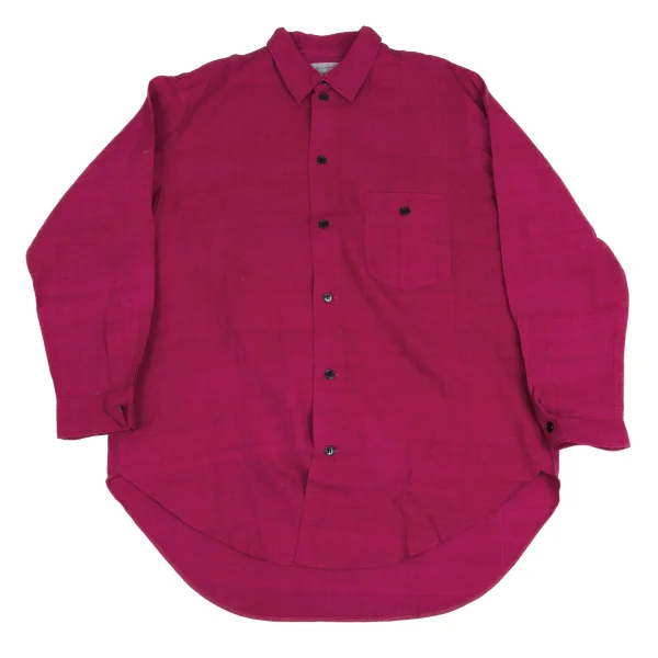 Yohji Yamamoto POUR HOMME Silk Wrinkled Shirt Pink M K-161232_001