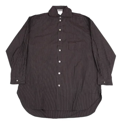 Yohji Yamamoto POUR HOMME Striped Cotton Wide Collar Shirt
