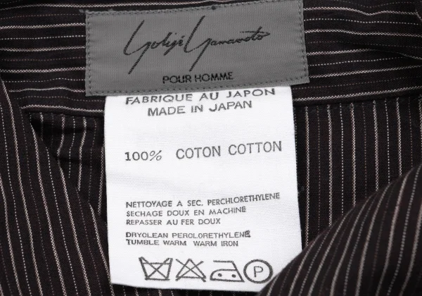 Yohji Yamamoto POUR HOMME Striped Cotton Wide Collar Shirt K-161233_012