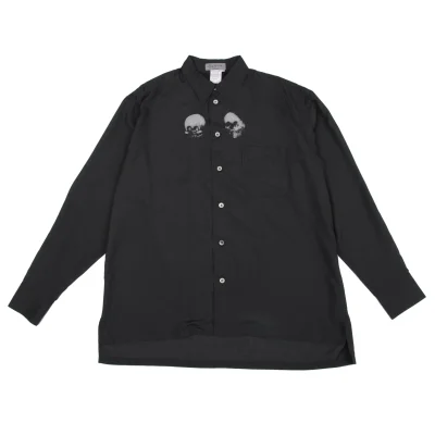 Yohji Yamamoto POUR HOMME Skull Trompe L'oeil Print Poly Shirt