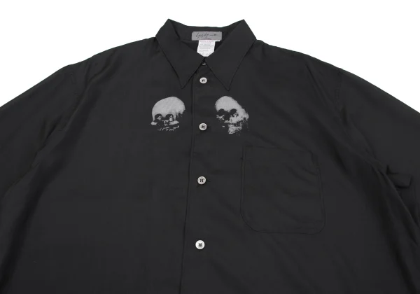 Yohji Yamamoto POUR HOMME Skull Trompe L'oeil Print Poly Shirt K-161234_002