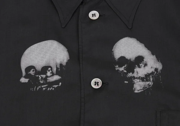 Yohji Yamamoto POUR HOMME Skull Trompe L'oeil Print Poly Shirt K-161234_003