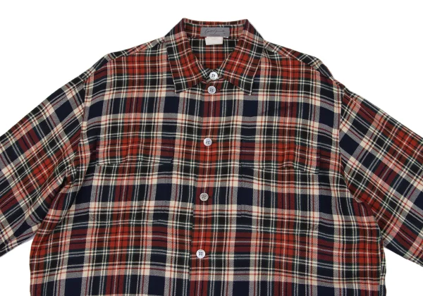 Yohji Yamamoto POUR HOMME Rayon Wool Check Shirt K-161238_002