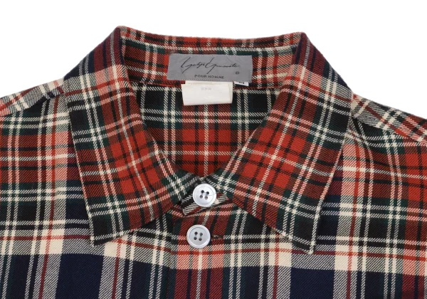 Yohji Yamamoto POUR HOMME Rayon Wool Check Shirt K-161238_003