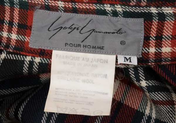 Yohji Yamamoto POUR HOMME Rayon Wool Check Shirt K-161238_019