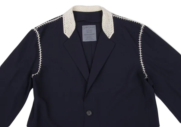 Yohji Yamamoto POUR HOMME Crochet Switching Wool Gaba Jacket K-161239_002