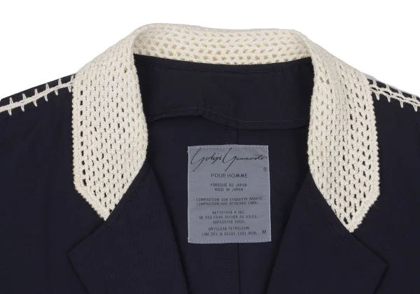 Yohji Yamamoto POUR HOMME Crochet Switching Wool Gaba Jacket K-161239_003