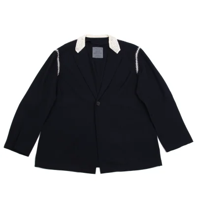 Yohji Yamamoto POUR HOMME Crochet Lace-trimmed Wool Gaba Jacket