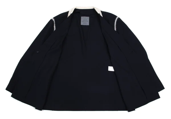 Yohji Yamamoto POUR HOMME Crochet Lace-trimmed Wool Gaba Jacket K-161240_010