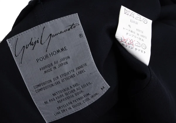 Yohji Yamamoto POUR HOMME Crochet Lace-trimmed Wool Gaba Jacket K-161240_015