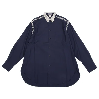Yohji Yamamoto POUR HOMME Crochet Lace Switching Shirt