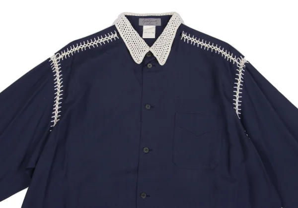Yohji Yamamoto POUR HOMME Crochet Lace Switching Shirt K-161242_002