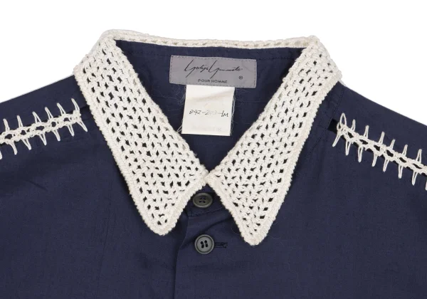 Yohji Yamamoto POUR HOMME Crochet Lace Switching Shirt K-161242_003