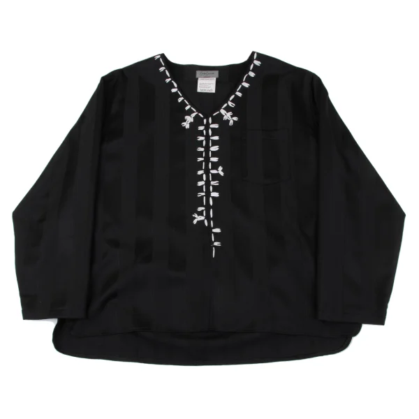 Yohji Yamamoto POUR HOMME Stripe Jacquard Stitch Top Black S-M K-161243_001