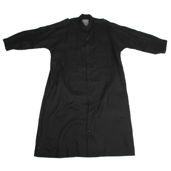 Yohji Yamamoto POUR HOMME Linen Epaulette Shirt Coat Black M K-161246_001