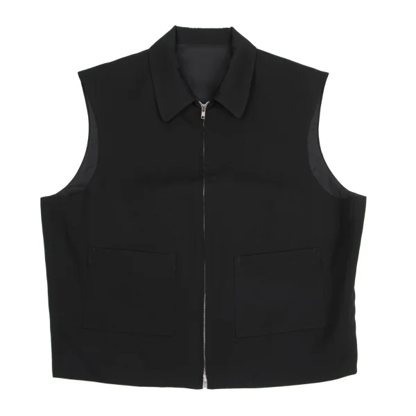 Yohji Yamamoto POUR HOMME Wool Gaba Zip Vest Black M K-161252_001