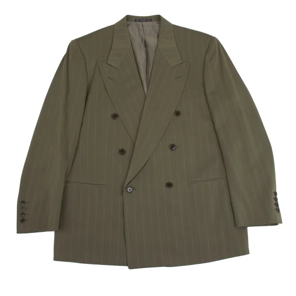 VALENTINO GARAVANI Wool Blend Stripe Double Jacket Khaki 52 K-161263_001
