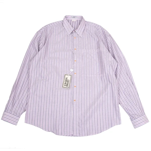 GIANNI VERSACE Checked Stripe Woven Long Sleeve Shirt Pink,Purple 52 K-161274_001