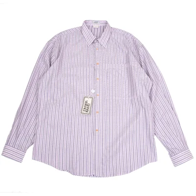 GIANNI VERSACE Checked Stripe Woven Long Sleeve Shirt