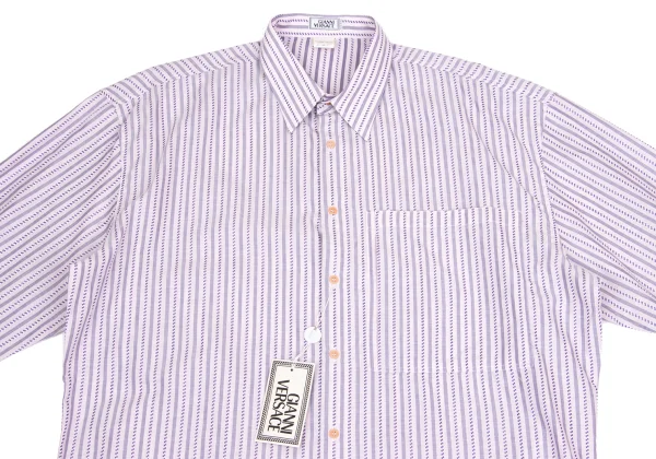 GIANNI VERSACE Checked Stripe Woven Long Sleeve Shirt K-161274_002
