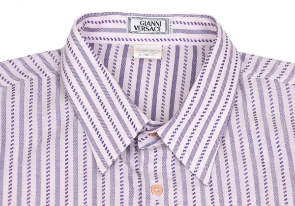 GIANNI VERSACE Checked Stripe Woven Long Sleeve Shirt K-161274_003