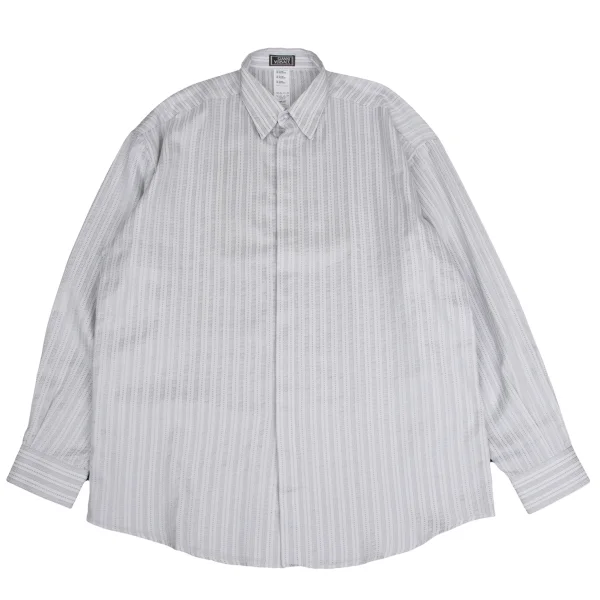 GIANNI VERSACE Spiral Stripe Woven Long Sleeve Shirt White,Grey 52 K-161276_001