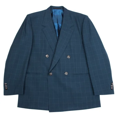 GIANNI VERSACE Medusa Metal Button Checked Jacket